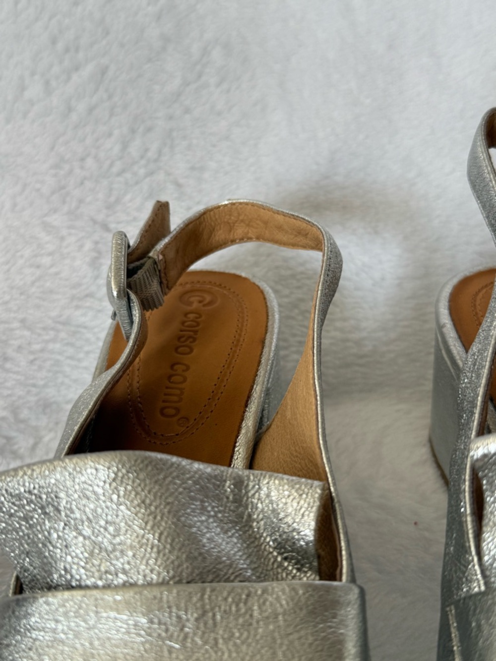 Corso Como Silver Metallic Slingback Block Heel Loafer - Picture 4 of 9